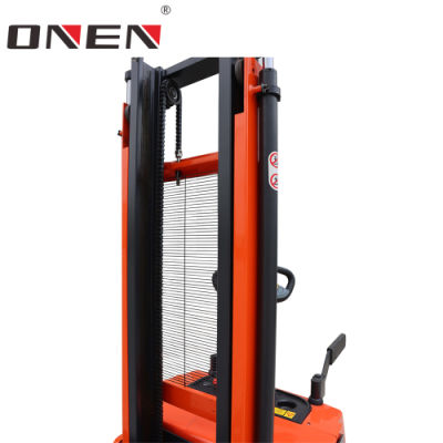 1500-2000 kg Almacén Industrial Caminar Levantarse Manual Mano Eléctrica Pasillo estrecho Recogedor de pedidos Apilador de paletas Carretilla elevadora de batería con TUV GS CE Probado